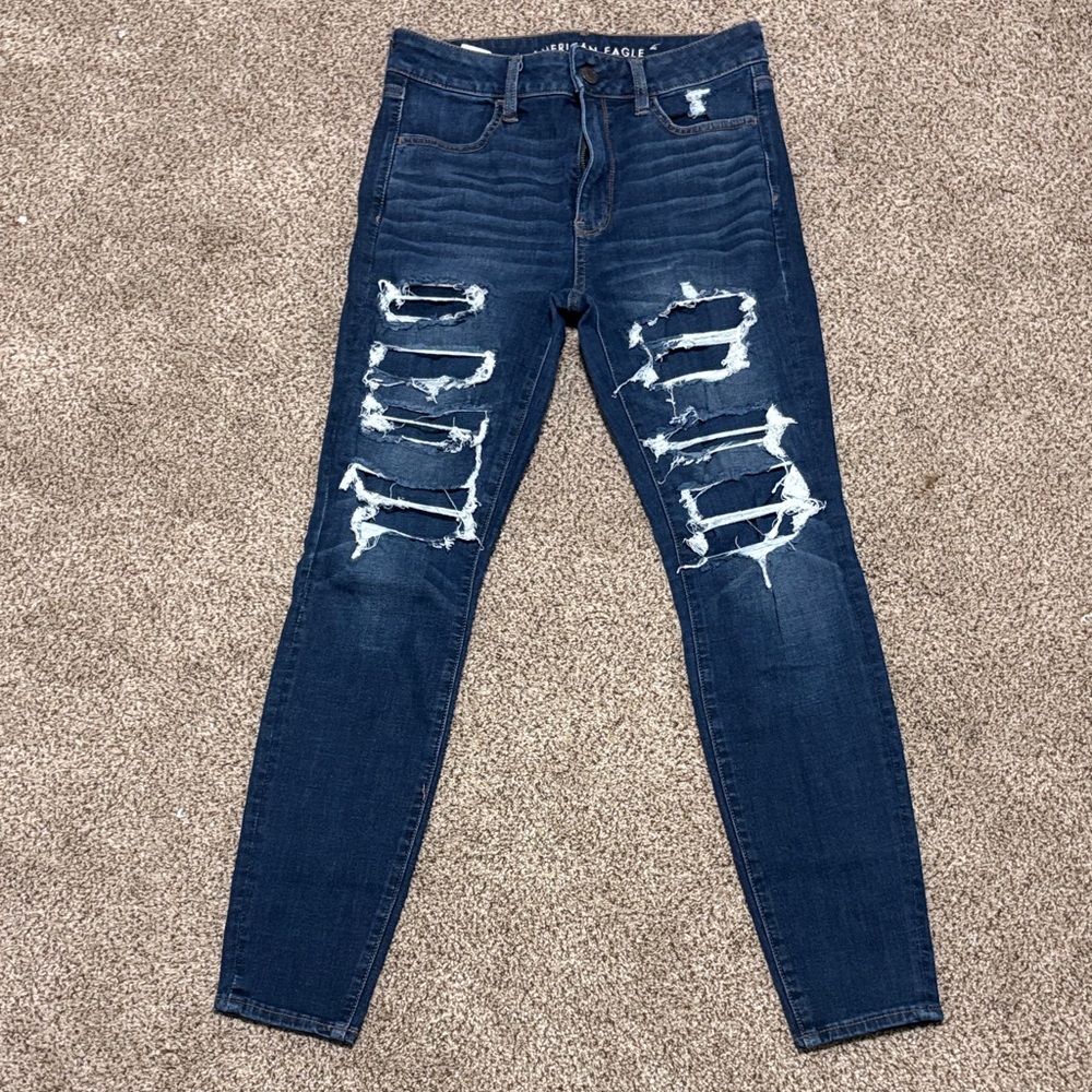 American Eagle ripped patchwork skinny jeans